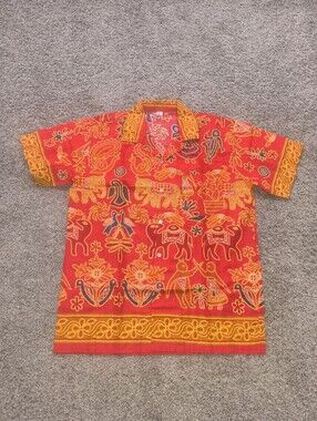 Men's Rayon Short Sleeve Casual Button up Shirt Size Large